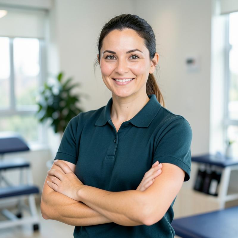 Porträt von [Vorname Nachname], [Praxisinhaberin, Physiotherapeutin] der Physiotherapie-Praxis in [Stadt] — Dieses Foto ist ein KI-generiertes Symbolbild.